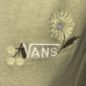 Vans Womens Floral Logo Side Tie Crop T-Shirt Pale Lime Green Size Medium